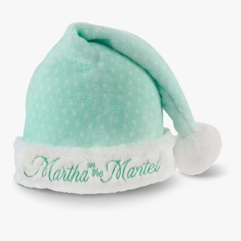 Martha On The Mantel Martha Stewart Santa Hat OSFM Mint‎ Green NEW